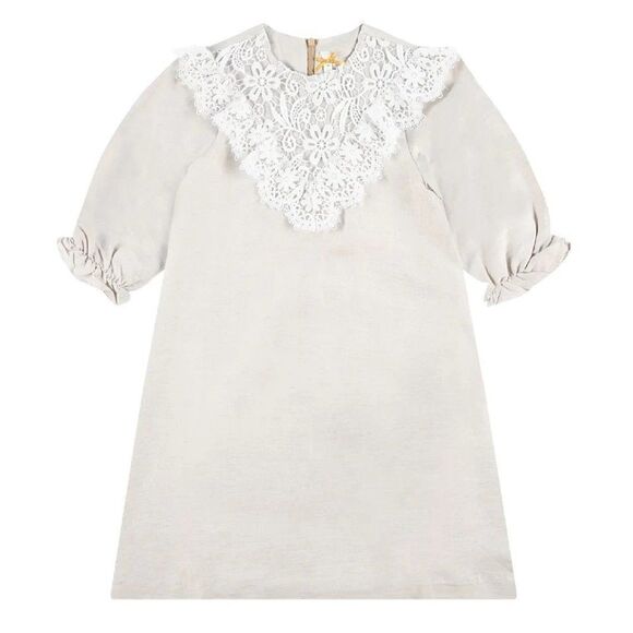 Kidichic Lace Ruffle Dress Beige - Picture 2 of 5